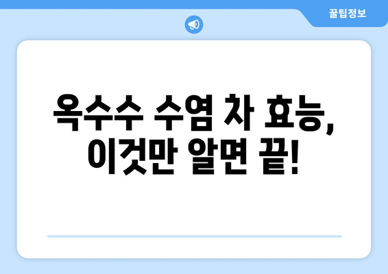 옥수수 수염 차로 피로를 날리고 활력 충전! | 옥수수 수염 효능, 피로 회복, 활력 증진, 건강 차