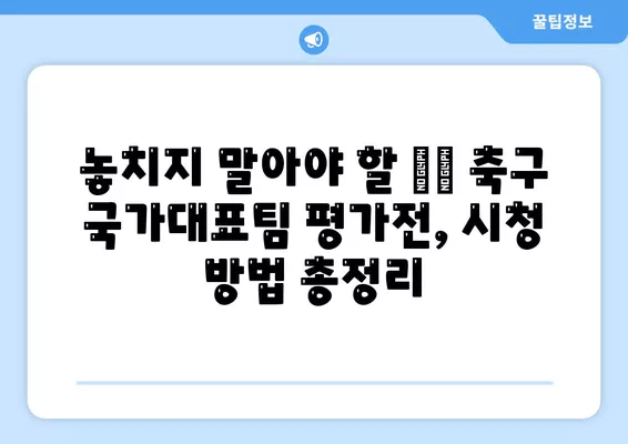 🇰🇷 축구 국가대표팀 평가전 경기 중계 & 일정 총정리| 브라질, 칠레, 파라과이, 이집트 | 한국 축구, A매치, 중계 정보