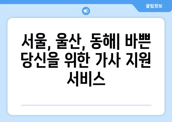 서울, 울산, 동해 한부모 가정 & 맞벌이 부부 가사 지원 사업| 월 14만원 납부로 청소, 세탁, 요리 4회 지원 | 가사 지원, 한부모 가정, 맞벌이 부부, 서울, 울산, 동해