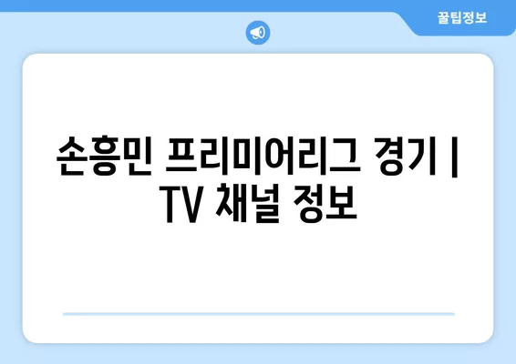 손흥민 프리미어리그 경기, 어디서 볼 수 있을까? | 중계 사이트, 실시간 시청, TV 채널 정보