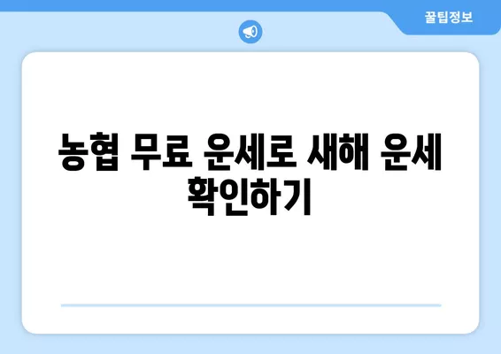 2024 나의 운세는? 농협 무료 운세로 무료 확인해보세요! | 2024년 운세, 무료 운세, 농협, 나의 운세