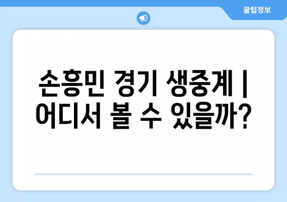 손흥민 프리미어리그 경기, 어디서 볼 수 있을까? | 중계 사이트, 실시간 시청, TV 채널 정보