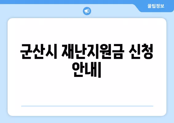 군산시 재난지원금 신청 안내| 신청 방법 및 대상자 확인 | 군산시민, 재난지원금, 신청 절차, 지급 대상